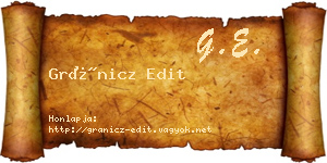 Gránicz Edit névjegykártya